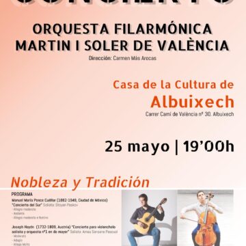 📢 La Orquesta Filarmónica Martín i Soler ofrece un concierto en Albuixech